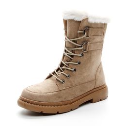 Boots Leather Luxury Shoes's Winter High Women Heels Casual Platform Shoes For 2021 Warm Plush Snow Female Punk