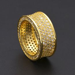 Mens Hip Hop Gold Ring Jewelry Fashion Gemstone Simulation Diamond Iced Out Rings For Men