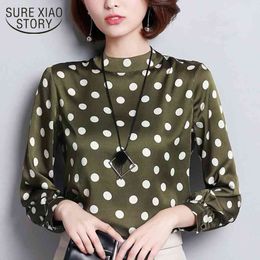 Autumn Wave Point Shirt Women Fashion Tops and Blouses Long Sleeves Plus Size 3XL Chiffon Blouse Blusa 1055 40 210508