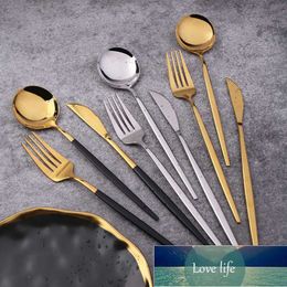 4pcs Black Gold Cutlery Set Stainless Steel Dinnerware Silverware Flatware Steak Knife Fork Spoon for Restaurant Kitchen Cutlery