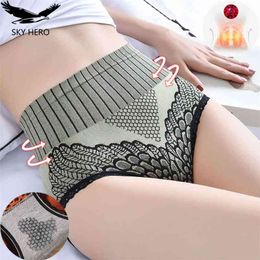 3pcs/Lot Lace Panties for Women's Thermal Underwear with Philtre Underpants Female V Shape Panty Short Femmes High Waisted 210730