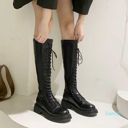 Shoes Woman Flat Boots Luxury Designer Round Toe Boots-Women Sexy Thigh High Heels High Sexy Low Fashion Autumn Mid Calf Lolita