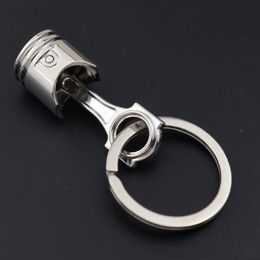 Keychains Mini Car Engine Piston Keychain Zinc Alloy Key Chain Ring Keyring Keyfob Interior Accessories Dropship