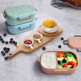 Lunch Box For Kids Microwave Heating Container Cute Snack Bento Kitchen Food School Picnic Accessories 210423