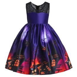 Arrival Fashionable Halloween Allover Print Party Dress Kids Girl Dresses 210528