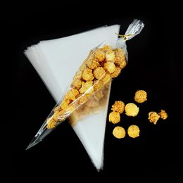 biscuit decorations Canada - Party Decoration 50pcs Plastic Popcorn Bag Ice Cream Cone Biscuit Transparent Cellophane Candy Christmas Wedding Birthday