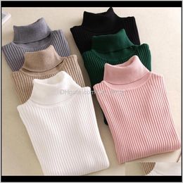 Sweaters Womens Clothing Apparel Drop Delivery 2021 On Sale Spring Women Knitted Turtleneck Sweater Casual Soft -Neck Jumper Fashion Slim Fem
