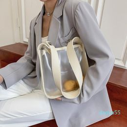 Fashion Transparent Clear Shoulder Bag Women Jelly PU Leather Tote Handbag Clutch Travel Wide Strap PVC Crossbody Cross Body