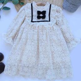 Girls Dress Autumn Winter Long Sleeve Patchwork Toddler es Sweet Clothes Princess Lace 210528