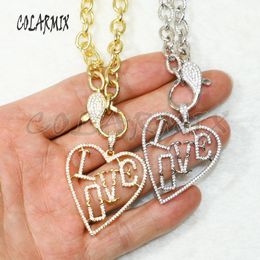 multi strand clasps wholesale UK - Strands Multi Love Pendants Necklace Big Lobster Clasp Zircon Jewels Fashion Jewelry Accessories For Women 50547 Chains