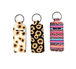 Marble Colour Neoprene Chapstick Holder Handy Lip Balm Keychains Neoprene Lipstick Holder Keychain Chapstick Sleeve Pouch Metal Ring