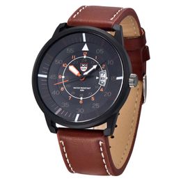 Genuine Brand Leather Watch Men Luxury Quartz Analog Display Date Casual Watches Relogio Feminino Wristwatches