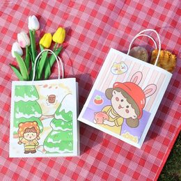 Storage Bags Cute Ins Simple Cartoon Korean Style White Paper Bag Portable Shopping Packaging Gift