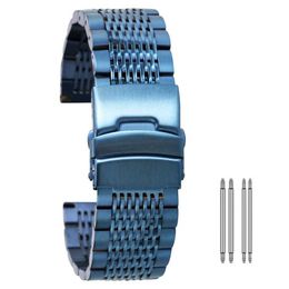 Fashion Blue Watch Bracelet Men's Watch Strap Correa 22mm 20mm 18mm 24mm Stainless Steel Watch Band Luxurious Horloge Bandjes H0915