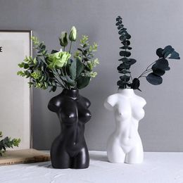 vases for table decorations UK - Creative Human Body Vase Ceramic Minimalist Flower Arrangement Table Decoration For Home Office Vases