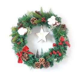 Decorative Flowers & Wreaths Christmas Cotton Pine Wreath Vine Ring Wall Hanging Decoration Decor Party Supplies Decorations Skilful