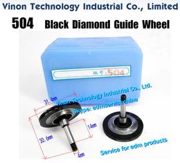 504 Black Diamond Guide Pulley (1 Pair=2PCS) XieYe Brand Parts. OD. 31.4mm, Axis dia. 4mm, Total length 30.6mm. High Precision Guide-Wheel for CNC Molybdenum Wire Cut EDM Machines