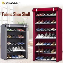 Non Woven Fabric Shoe Shelf Multiple Sizes Grey Wine Coffee Shoes Rack Alloy Enclosed Dust Proof Waterproof Home Storage Holder 211101