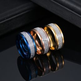 Ice Silk Foil Gold Silver Blue Black Color Stainless Steel Ring Band Finger for Men rings for Women Hip Hop Jewelry Fashion Will and Sandy