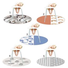 Highchair Floor Protector Mat Anti-Slip Silicone Spot Baby Eatting Kids Round Crawling Play 210724