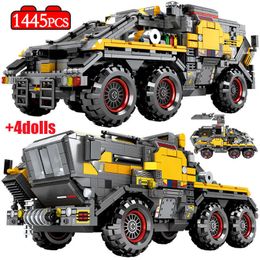 Military Tank Cargo Van Transport Truck Building Blocks Technica City Wandering Earth Carrier Car Bricks Boys Toys Q0624