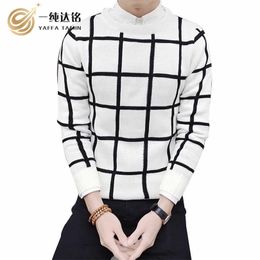 Plaid Sweater Men Brand Pullovers Casual Sweater Male O Collar Stripe Simple Slim Fit Knitting Mens Sweaters Man Pullover Men Y0907