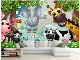 Custom photo wallpapers for walls 3d mural wallpaper Modern Cartoon animal tree kid room background wall murals livingroom decoration painting