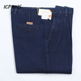 ICPANS Plus Size 30- 42 44 46 Denim Jeans for Men Autumn Classic High Waist Straight Loose Blue Stretch Jeans Men 210319