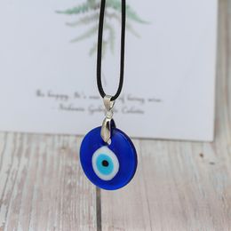 evil eye rope necklace Australia - Evil Eye Pendant Necklace Turkish Blue Glass Pendants Necklaces Hand Leather Rope Chain Necklace for Women Men Girls Lucky Jewelry