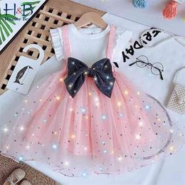 Baby Girls Clothing Set Summer Korean Flying Sleeve T-shirt+Suspender Skirt Bow Kids 2PCS Suit Toddler Girl Clothes 210611