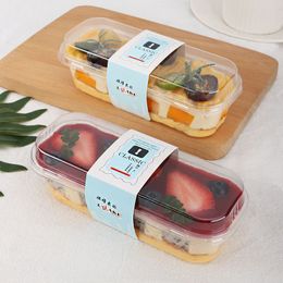 Long Rectangle Plastic Baking Cake Box Mousse Pastry Cheese Cakes Container Transparent Fruit Ice Cream Boxes Holder