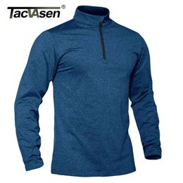 TACVASEN Spring/Fall Thermal Sports Sweater Men's 1/4 Zipper Tops Breathable Gym Running T Shirt Pullover Male Activewear 210726