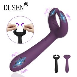 -Paare Sex-Spielzeug-Penis-Vibrator mit Ring, Leistungsstarke Dildo-Vibratoren für Frauen-Klitoris Stimulieren Massager-Erwachsener Orgasmus-Sex-Produkt Q0320