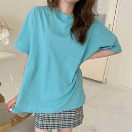 Solid Oversize Stylish Women Casual Chic Korean Minimalist Slim Girls Fashion Short Sleeves Brief T-shirts 210525