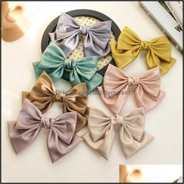 Hair Clips & Barrettes Jewelry Silk Satin Big Bow Barrette Pin Girls Women Headwear Aessories Drop Delivery 2021 Rpha6