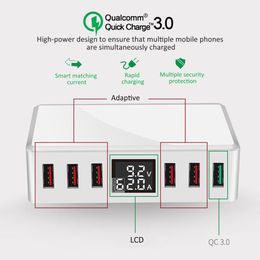 Multi-Ports 6 USB Charger QC3.0 Quick Fast Travel Power Adapter Station Digital Display Cell Phone Chargers