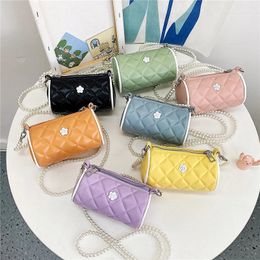 Fashion Children's Bucket Shoulder Bags Cute Plaid Baby Girls Chain Crossbody Bag Kids Coin Purse Princess Accessories Handbags