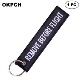 Key Fobs Chains Jewellery Red Embroidery Remove Before Flight Keyring Gift for Friends PK0089