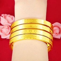 Simple Classic Women Bangle Oval Wedding Bridal 18K Yellow Gold Filled Lady Girl Bracelet Engagement Gift