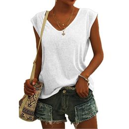 Tank Top Women Sleeveless Shirts Summer Streetwear Casual Ladies Loose V Nekc Basic Solid Colour Tanks Vest Tops 2021