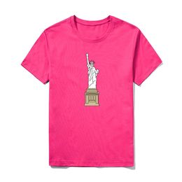 Summer Cotton T Shirt Men Statue of Liberty Multicolor Solid Men Top Clothing Casual Shirt Men Streetwear Cool Shirt 5XL 210603