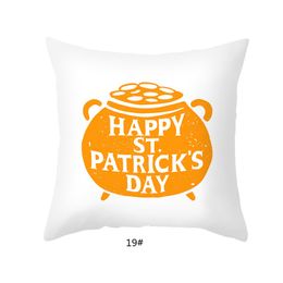 St. Patrick's Day throw pillow cover 18 x 18 inch clover peach skin cushion Irish beer dwarf decor sofa sofa pillow Case CCF4981