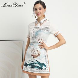 Moaa Yina Fashion Designer Set Spring Summer Women Short sleeve Shirt Tops+Print letter Skirt Elegant Two-piece set 210524