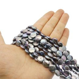 -Autres perles d'eau douce naturelle Noir Baroque Button Butle Beads Bijoux Faire bricolage Colliers Bracelets Boucles d'oreilles Accessoires