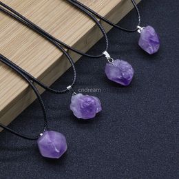 Irregular Crystal Druse Natural Stone amethyst pendant Necklace for Women Fashion Jewellery Will and Sandy