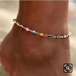 Summer Eye anklets Foot Ornaments Necklace Jewellery Women Faux Beach Wedding Pearl Barefoot Sandals Stretch Anklet Chain