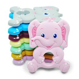 Food Grade Baby Silicone Teether BPA Free Cute Elephant Animal Shape Cartoon Teething Rodents DIY Jewelry Pacifier Nursing Infant Toy