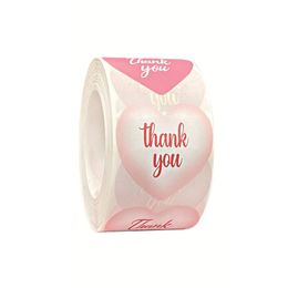 500pcs 1.5inch Thank You Heart Adhesive Stickers Box Baking Bag Package Envelope Business Party Decor Label