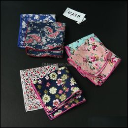 presidential pocket square Handkerchief 10Pcs /Lot 27Colors Selectable Korean Fashion Designer Mens Print Flower Cotto