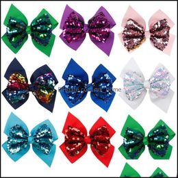 Hair Aessories Baby, Kids & Maternity Ncmama 10Pcs/Lot Bow Valentines Day Sequin Hairclip 5 Solid Ribbon Bows Clips Hairpins Wholesale Drop